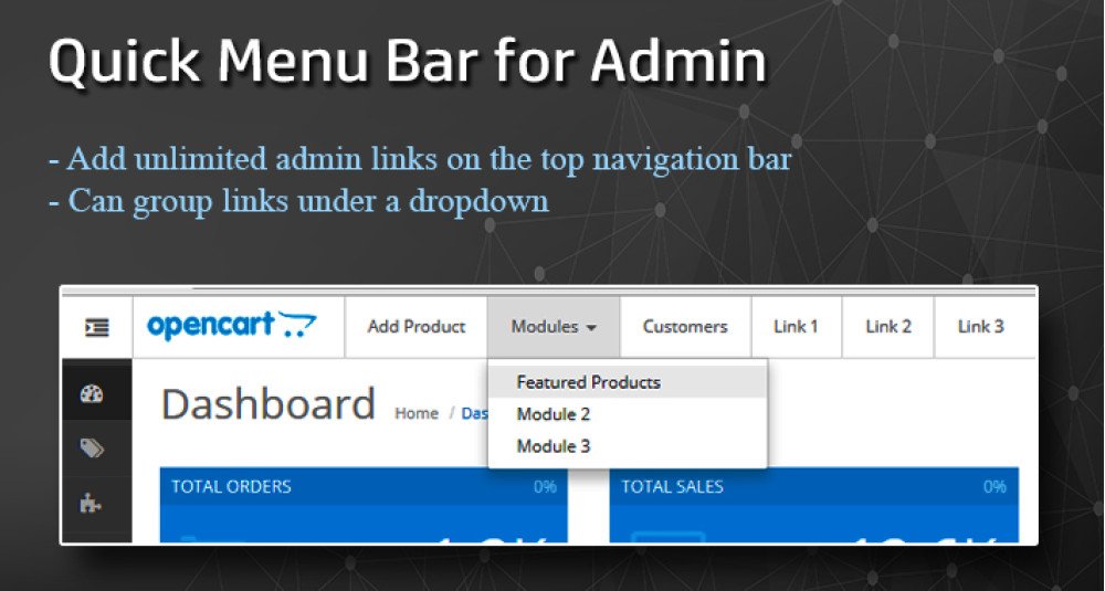 Quick Menu bar for OpenCart Admin Page [23xx] image