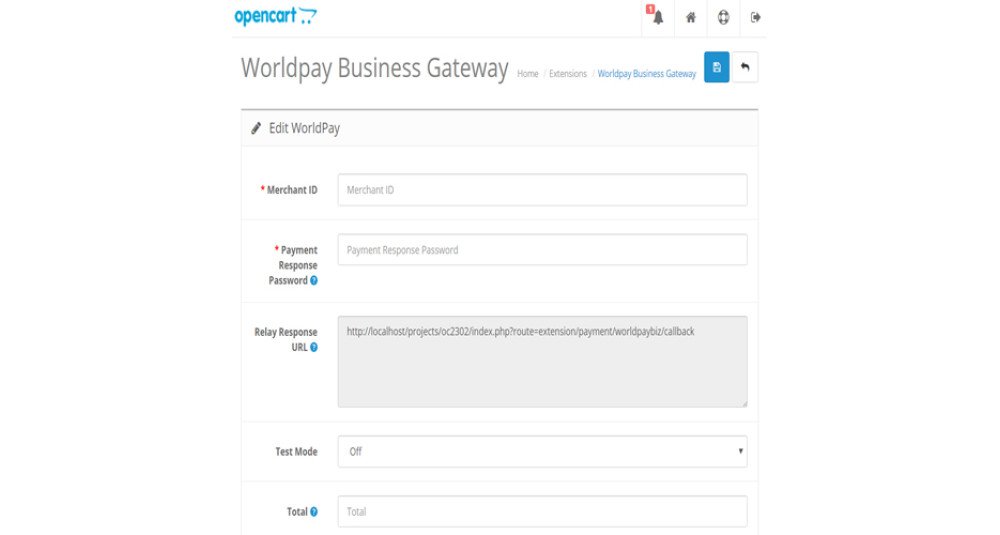 Worldpay Business Payment Gateway for OpenCart 2.3.x.x image