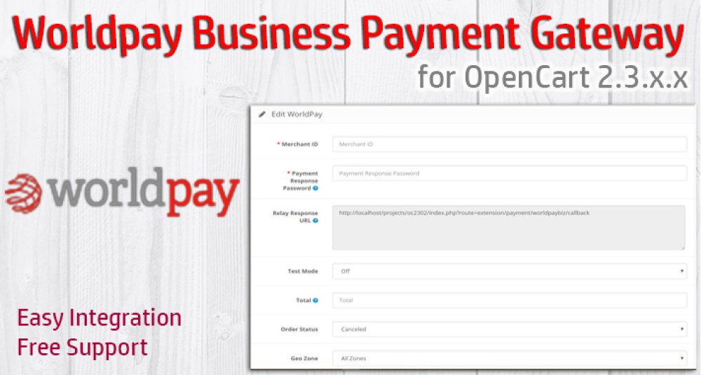 Worldpay Business Payment Gateway for OpenCart 2.3.x.x image